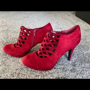 Red Textile Boot Ankle boot